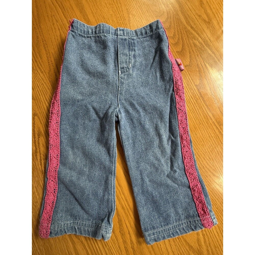 Vintage Strawberry Shortcake Girls Jeans Y2K Size 18 Months 2005 Crochet Trim